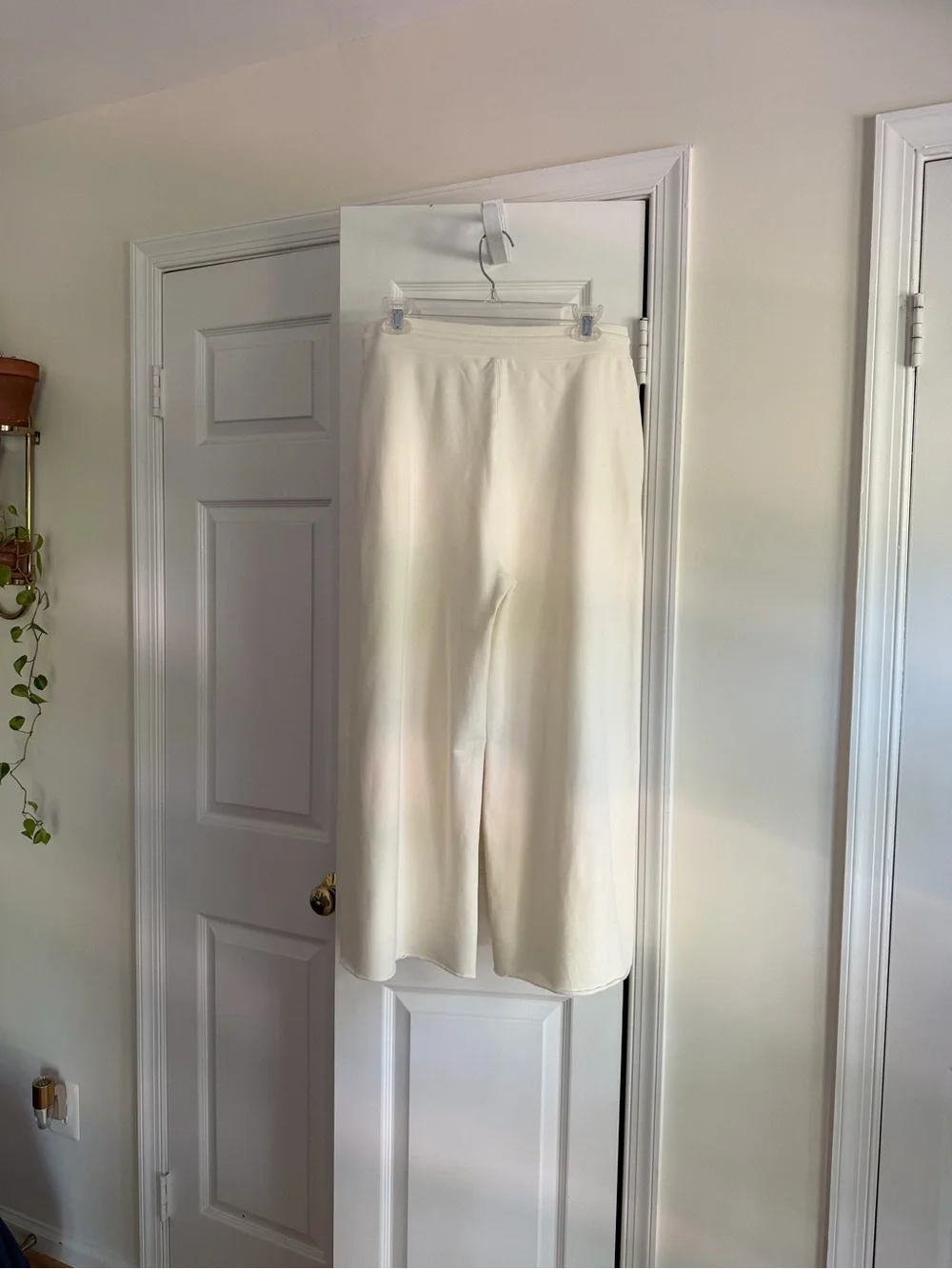 Cuyana Cream Pima Cotton Modal Wide Leg Lounge Pants M
